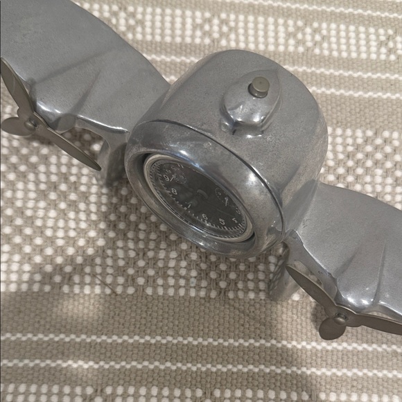 Silver Airplane Desk Clock - Picture 3 of 7